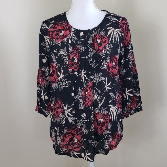 Deby Debo Tops - Deby Debo Saphir Floral Print Blouse Black Size Small